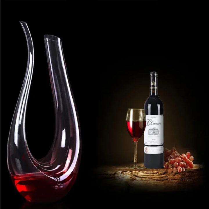 Special Grade 1500ML Big Decanter U-Shaped Handmade Crystal Red Wine Brandy Champagne Glasses Decanter for Home Restaurant