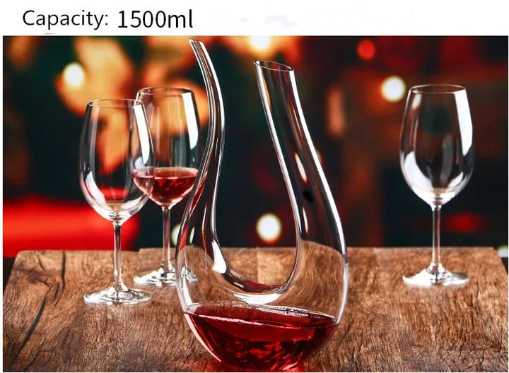 Special Grade 1500ML Big Decanter U-Shaped Handmade Crystal Red Wine Brandy Champagne Glasses Decanter for Home Restaurant