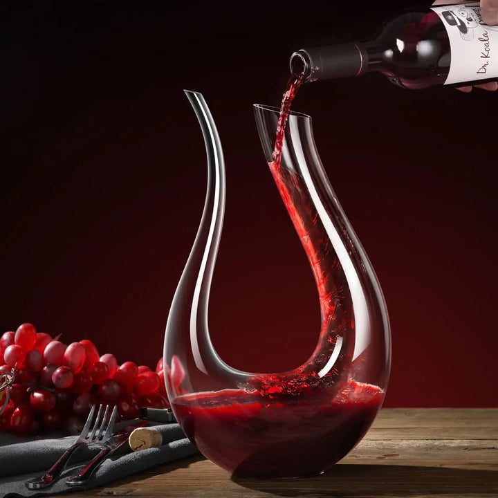 Special Grade 1500ML Big Decanter U-Shaped Handmade Crystal Red Wine Brandy Champagne Glasses Decanter for Home Restaurant