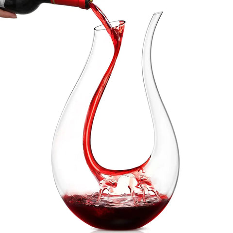 Special Grade 1500ML Big Decanter U-Shaped Handmade Crystal Red Wine Brandy Champagne Glasses Decanter for Home Restaurant