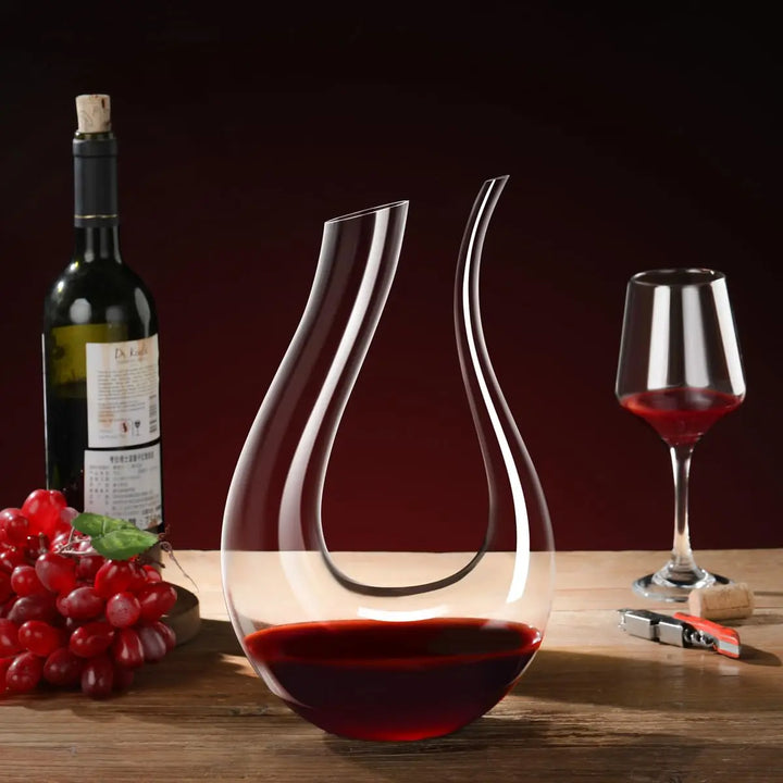 Special Grade 1500ML Big Decanter U-Shaped Handmade Crystal Red Wine Brandy Champagne Glasses Decanter for Home Restaurant